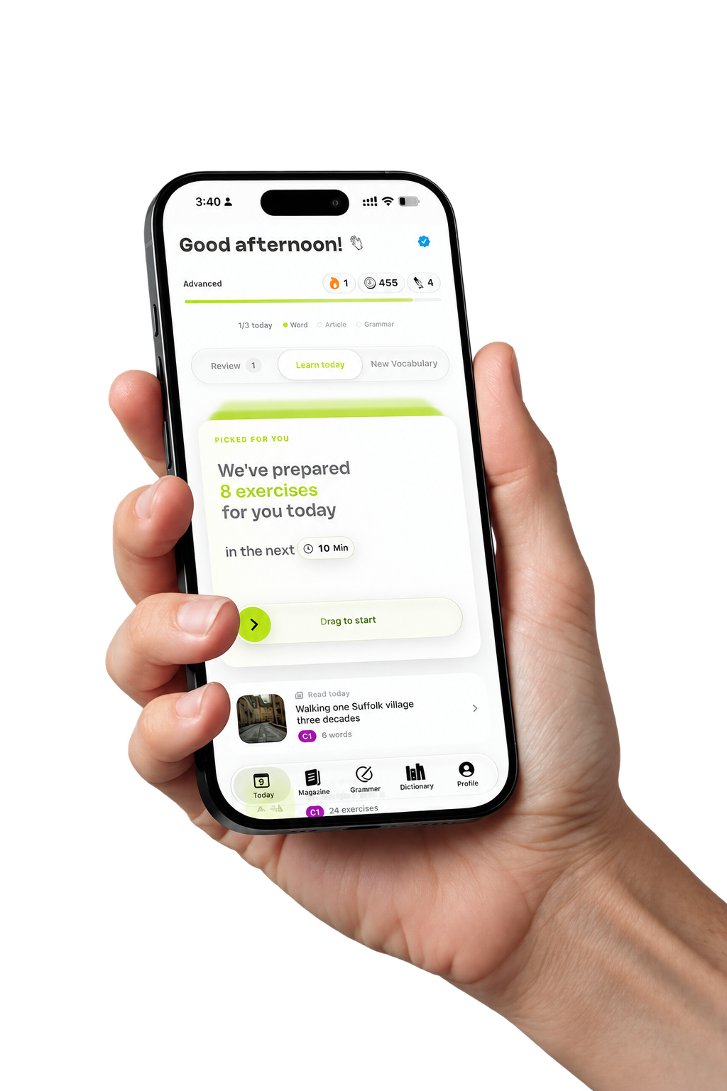 WeMinds app shown on an iPhone held in hand